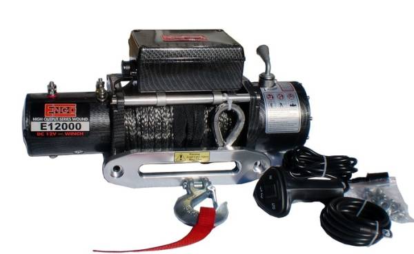 ENGO Winch - ENGO 77-12000PFS EPF12000S 12K Premium Finish Winch with Synthetic Rope