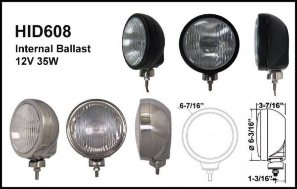 Eagle Eye Lights - Eagle Eye Lights HID608SD 6 3/16" Stainless Steel 35W Internal Ballast HID Driving Clear Round HID Off Road Light with ABS Cover Each