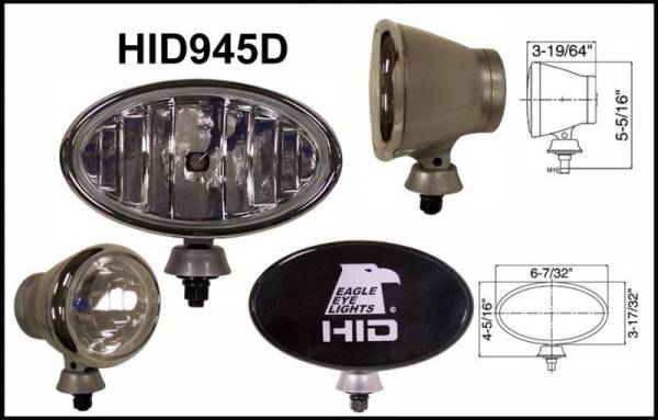 Eagle Eye Lights - Eagle Eye Lights HID945D 6 7/32" Aluminum DieCast SILVER 35W External Ballast HID Driving Clear Oval HID Off Road Light with ABS Cover Each