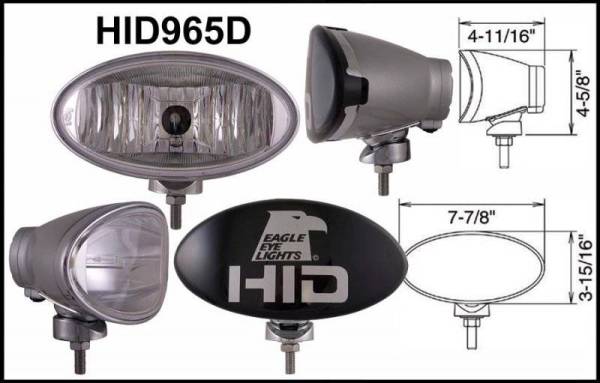 Eagle Eye Lights - Eagle Eye Lights HID965D 8" Aluminum DieCast SILVER 35W External Ballast HID Driving Clear Oval HID Off Road Light with ABS Cover Each