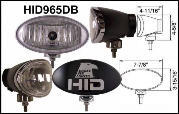 Eagle Eye Lights - Eagle Eye Lights HID965DB 8" Aluminum DieCast Black 35W External Ballast HID Driving Clear Oval HID Off Road Light with ABS Cover Each