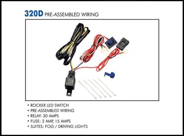 Eagle Eye Lights - Eagle Eye Lights 320D Pre-Assembled Wiring Kit for 2 Lights ROCKER LED Switch 30AMP Relay Fuse 2 AMP 15 AMPS Kit