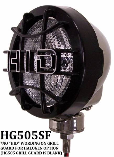 Eagle Eye Lights - Eagle Eye Lights HG505SF 4 31/32" Stainless Steel 12V 100W Superwhite Flood Clear Round Halogen Off Road Light with Grille Guard Each