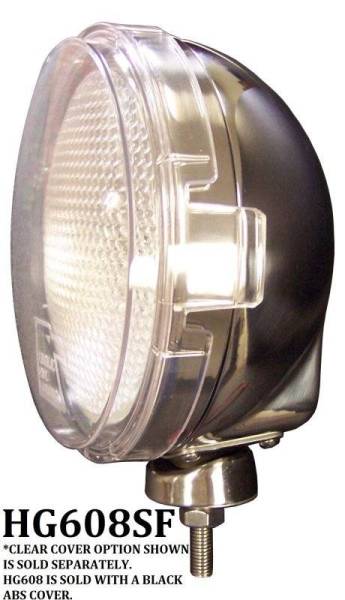 Eagle Eye Lights - Eagle Eye Lights HG608SF 6 3/16" Stainless Steel 12V 100W Superwhite Flood Clear Slim Round Halogen Off Road Light with ABS Cover Each
