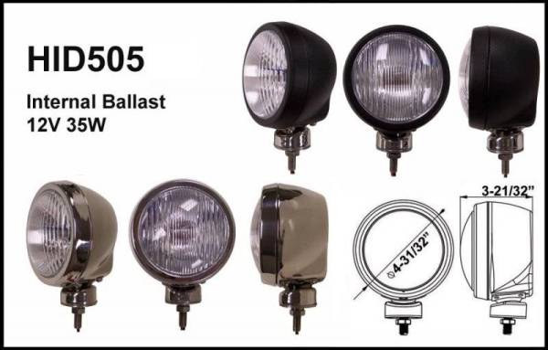 Eagle Eye Lights - Eagle Eye Lights HID505SD 4 31/32" Stainless Steel 35W Internal Ballast HID Driving Clear Round HID Off Road Light with ABS Cover Each