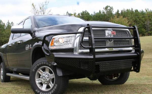 Fab Fours - Fab Fours DR10-S2960-1 Black Steel Front Bumper Full Grille Guard Dodge RAM 2500/3500 2010-2018