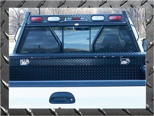Frontier Gear - Frontier 500-19-9004 Diamond Series Headache Rack Ford F250/F350 Open Punch Plate With Lights 1999-2018