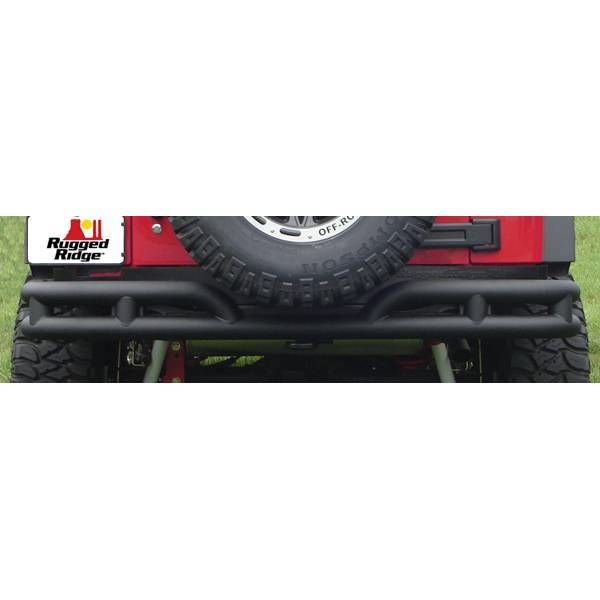 Rugged Ridge - Rugged Ridge 11571.10 Bumper Rear Tube Textured Black Jeep Wrangler JK 2007-2010