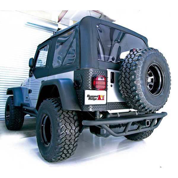 Rugged Ridge - Rugged Ridge 11503.11 RRC Rear Bumper With Hitch Black Textured 1987-2006 Jeep Wrangler/Unlimited