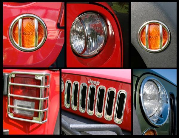 Rugged Ridge - Rugged Ridge 12496.11 Euro Guard Light Kit With Headlight Bezels And Grille Inserts Stainless Steel 21 Piece Jeep Wrangler Jeep Wrangler JK 2007-2012