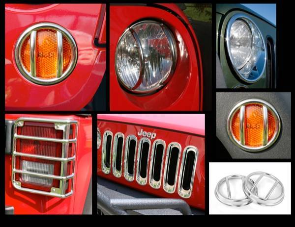 Rugged Ridge - Rugged Ridge 12496.10 Euro Guard Light Kit With Headlight Bezels And Grille Inserts Stainless Steel 21 Piece Jeep Wrangler Jeep Wrangler JK 2007-2012