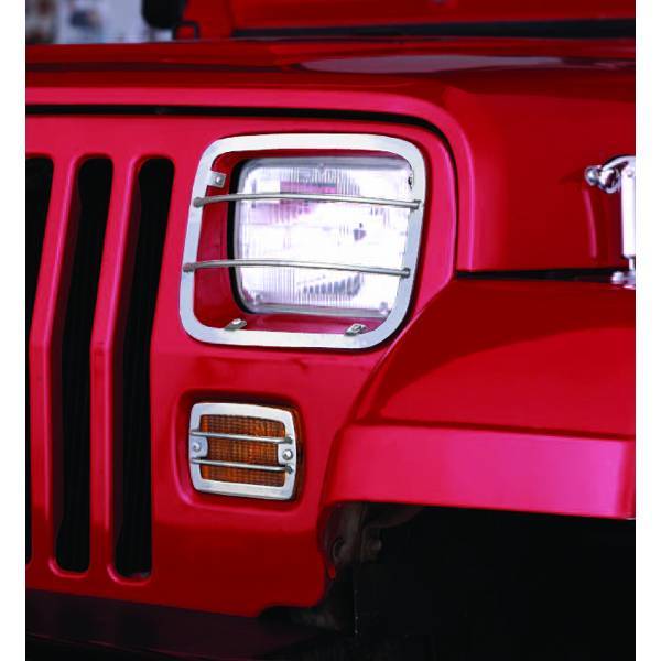 Rugged Ridge - Rugged Ridge 11142.03 Front Headlight And Turn Signal Guards Stainless 1987-1995 Wrangler 4 Pieces