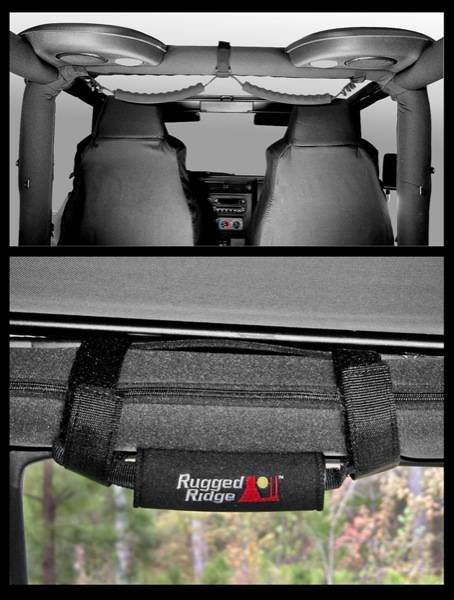 Rugged Ridge - Rugged Ridge 12495.10 Grab Handle Kit Black 4 Piece Jeep Wrangler Jeep TJ 1997-2006