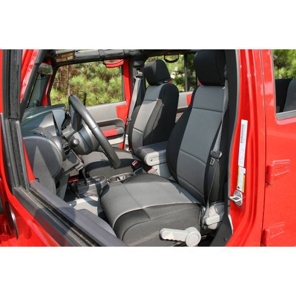 Rugged Ridge - Rugged Ridge 13214.09 Seat Cover Front Black/Gray Jeep Wrangler JK 2007-2016 With Abs Flap