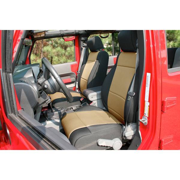 Rugged Ridge - Rugged Ridge 13215.04 Seat Cover Front Pair Neoprene Black With Tan Inserts Jeep Wrangler Jeep Wrangler JK 2011