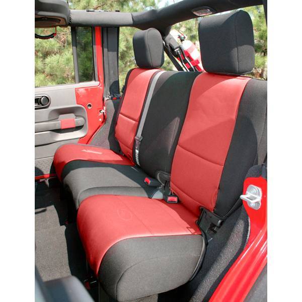 Rugged Ridge - Rugged Ridge 13265.53 Seat Cover Rear 2-Door Jeep Wrangler JK 2007-2012 Black/Red