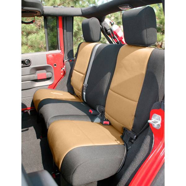 Rugged Ridge - Rugged Ridge 13265.04 Seat Cover Rear 2-Door Neoprene Black With Tan Inserts Jeep Wrangler Jeep Wrangler JK 2011