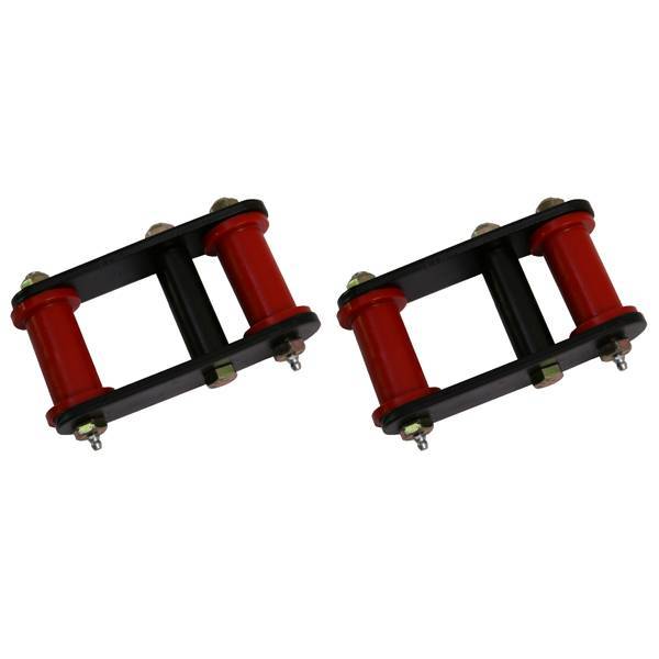 Rugged Ridge - Rugged Ridge 18265.16 Heavy Duty Shackle Pair 1987-1995 Jeep YJ Front Greasable With Red Bushings Adds 1" Lift