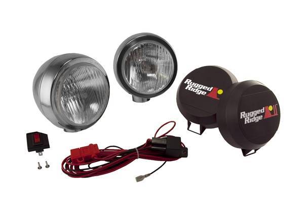 Rugged Ridge - Rugged Ridge 15206.51 Hid Off Road Fog Light Kit Pair Of Lights with Wiring Harness 6-In Round Stainless Steel