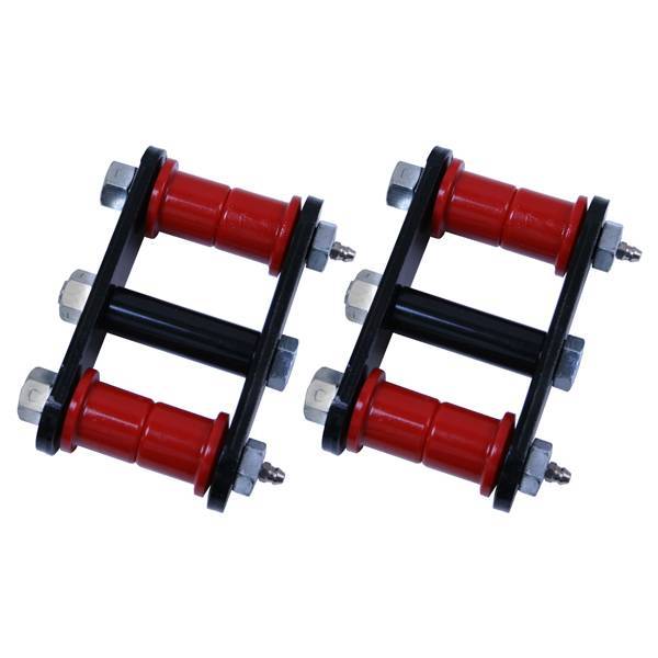 Rugged Ridge - Rugged Ridge 18265.08 Heavy Duty Shackle Pair 1976-1986 CJ Front Greasable With Red Bushings