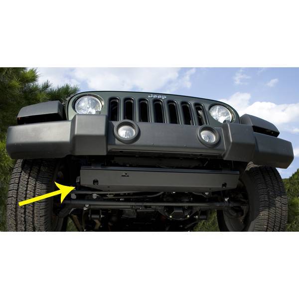 Rugged Ridge - Rugged Ridge 18003.30 Skid Plate Front Black Jeep Wrangler JK 2007-2009 Note: 2010 Some Modification To Vehicles Lower Frame Bar Will Be Needed Cutting And Or Grinding Will Be Required