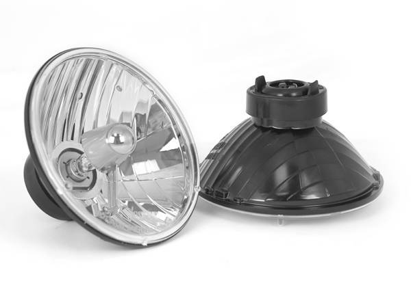 Rugged Ridge - Rugged Ridge 12402.80 Crystal HB2/H4 Headlight 7 Inch Round H2 Bulb Jeep All 1955-1986 Wrangler Jeep TJ 1997-2006 And Various Non Jeep Applications Pair Includes Bulbs