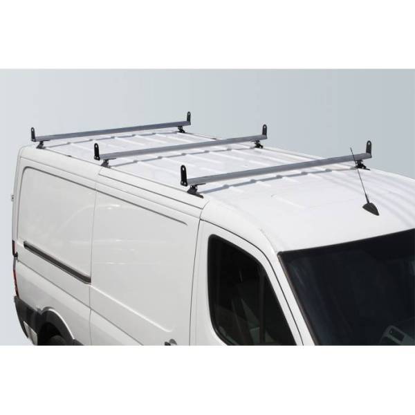 Vantech - Vantech H3312W White 3 Bar 8" wide Base System with A03 Side supports White Steel & Aluminum Dodge Sprinter w/ track 2007-2012
