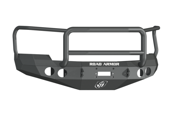 Road Armor - Road Armor 37205B Front Stealth Winch Bumper with Round Light Holes + Lonestar Guard Chevy Silverado 2500HD/3500 2007-2010