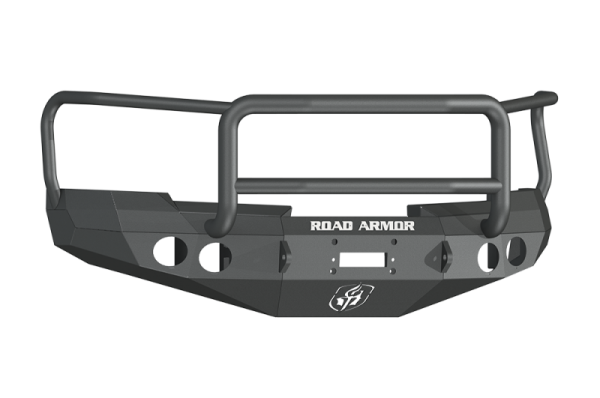 Road Armor - Road Armor 37705B Front Stealth Winch Bumper with Round Light Holes + Lonestar Guard Chevy Silverado 1500 2007-20013