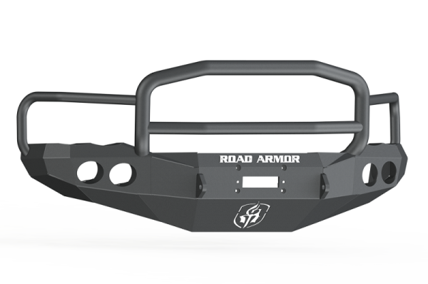 Road Armor - Road Armor 44045B Front Stealth Winch Bumper with Round Light Holes + Lonestar Guard Dodge Ram 2500/3500 2003-2005
