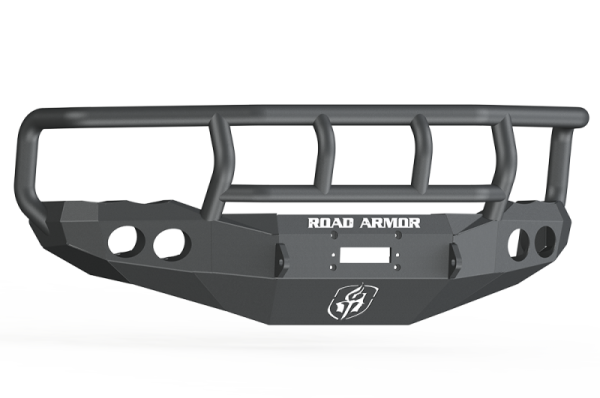 Road Armor - Road Armor 44042B Front Stealth Winch Bumper with Round Light Holes + Titan II Guard Dodge Ram 2500/3500 2003-2005