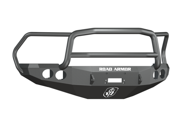 Road Armor - Road Armor 40805B Front Stealth Winch Bumper with Round Light Holes + Lonestar Guard Dodge RAM 2500/3500 2010-2018