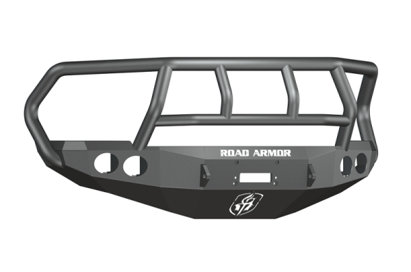 Road Armor - Road Armor 40802B Front Stealth Winch Bumper with Round Light Holes + Titan II Guard Dodge RAM 2500/3500 2010-2018