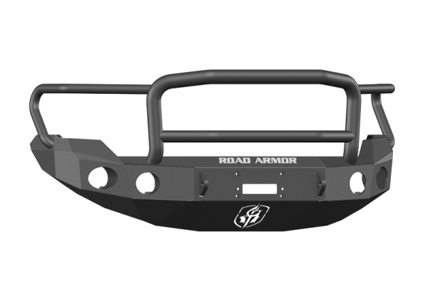 Road Armor - Road Armor 66135B Front Stealth Winch Bumper with Round Light Holes + Lonestar Guard Ford F150 2009-2014