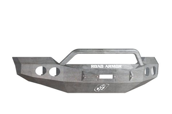 Road Armor - Road Armor 61104Z Front Stealth Winch Bumper with Round Light Holes + Pre-Runner Bar Ford Super Duty 2011-2016 Raw