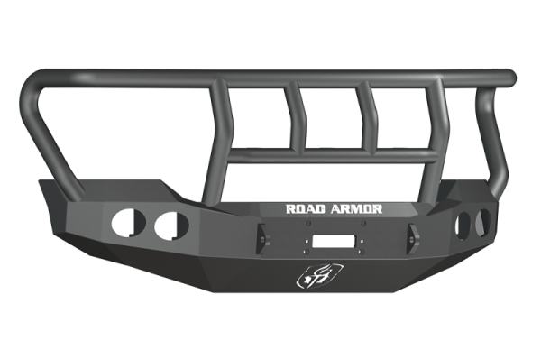 Road Armor - Road Armor 61102B Front Stealth Winch Bumper with Round Light Holes + Titan II Guard Ford Super Duty 2011-2016