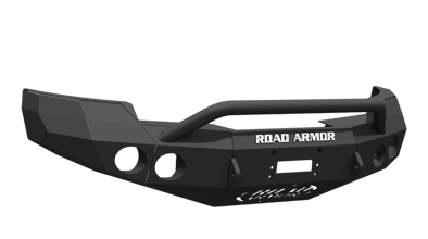 Road Armor - Road Armor 37404B Front Stealth Winch Bumper with Round Light Holes + Pre-Runner Bar GMC Sierra 2500HD/3500 2007-2010