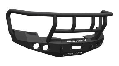 Road Armor - Road Armor 37602B Front Stealth Winch Bumper with Round Light Holes + Titan II Guard GMC Sierra 1500 2007-2013
