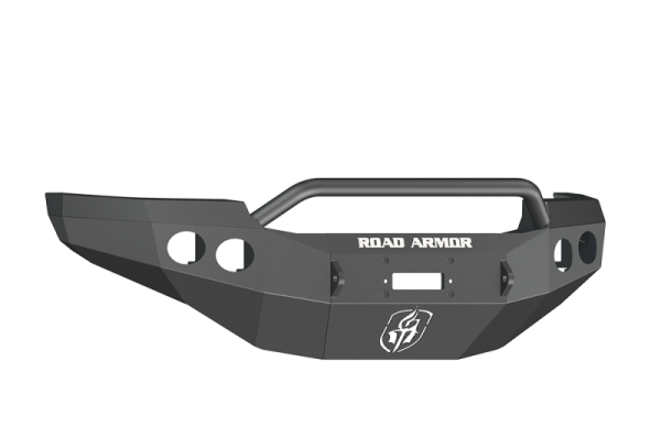 Road Armor - Road Armor 38404B Front Stealth Winch Bumper with Round Light Holes + Pre-Runner Bar GMC Sierra 2500HD/3500 2011-2014