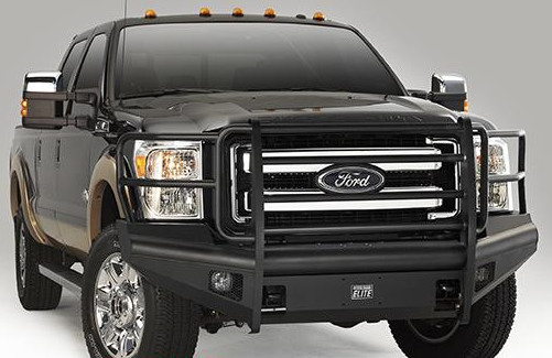 Fab Fours - Fab Fours FF09-R1960-1 Black Steel Elite Smooth Front Bumper Full Guard Ford F150 2009-2014