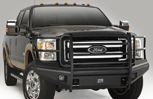 Fab Fours - Fab Fours FS99-Q1660-1 Black Steel Elite Smooth Front Bumper Full Guard Ford F250/F350 1999-2004