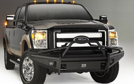 Fab Fours - Fab Fours FS99-Q1662-1 Black Steel Elite Smooth Front Bumper Pre-Runner Ford F250/F350 1999-2004