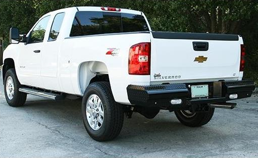 Fab Fours - Fab Fours CH99-T1250-1 Black Steel Rear Bumper Chevy Silverado 2500HD/3500 2003-2006