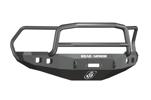 Road Armor - Road Armor 408R5B Front Stealth Winch Bumper with Square Light Holes + Lonestar Guard Dodge RAM 2500/3500 2010-2018