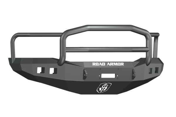 Road Armor - Road Armor 407R5B Front Stealth Winch Bumper with Square Light Holes + Lonestar Guard Dodge RAM 1500 2006-2008