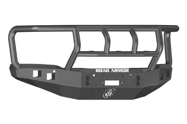 Road Armor - Road Armor 214R2B Front Stealth Winch Bumper with Square Light Holes + Titan II GMC Sierra 1500 2014-2015