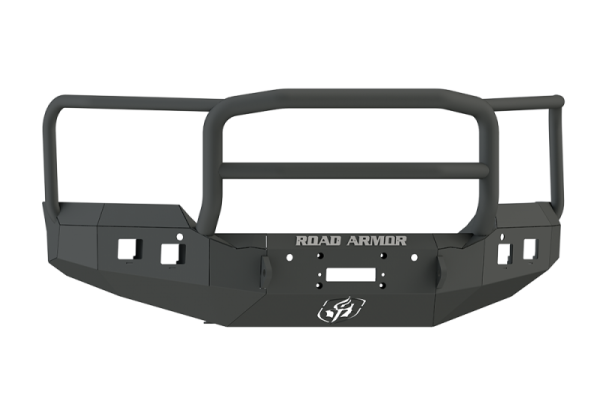 Road Armor - Road Armor 215R5B Front Stealth Winch Bumper with Square Light Holes + Lonestar Guard GMC Sierra 2500HD/3500 2015-2019