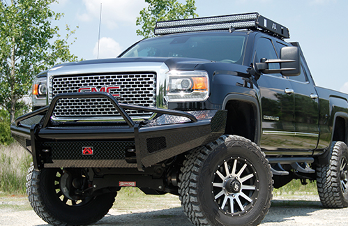 Fab Fours - Fab Fours GM14-S3162-1 Black Steel Front Bumper Pre Runner GMC Sierra 2500HD/3500 2015-2019