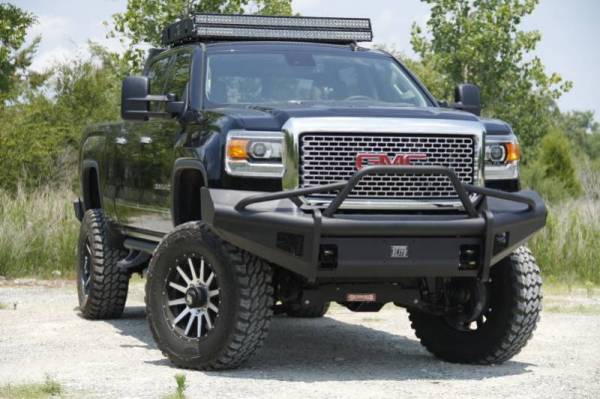 Fab Fours - Fab Fours GM14-Q3162-1 Black Steel Elite Smooth Front Bumper Pre-Runner GMC 2500HD/3500 2015-2016