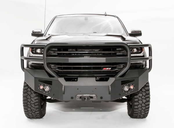 Fab Fours - Fab Fours CS16-F3850-1 Winch Front Bumper with Grille Guard and Sensor Holes Chevy 1500 2016-2018